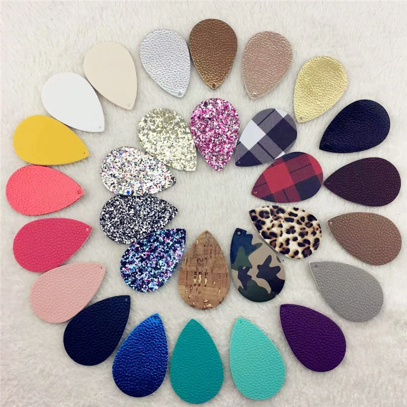 

NEW fashion women trendy faux teardrop leather earrings, Customized color