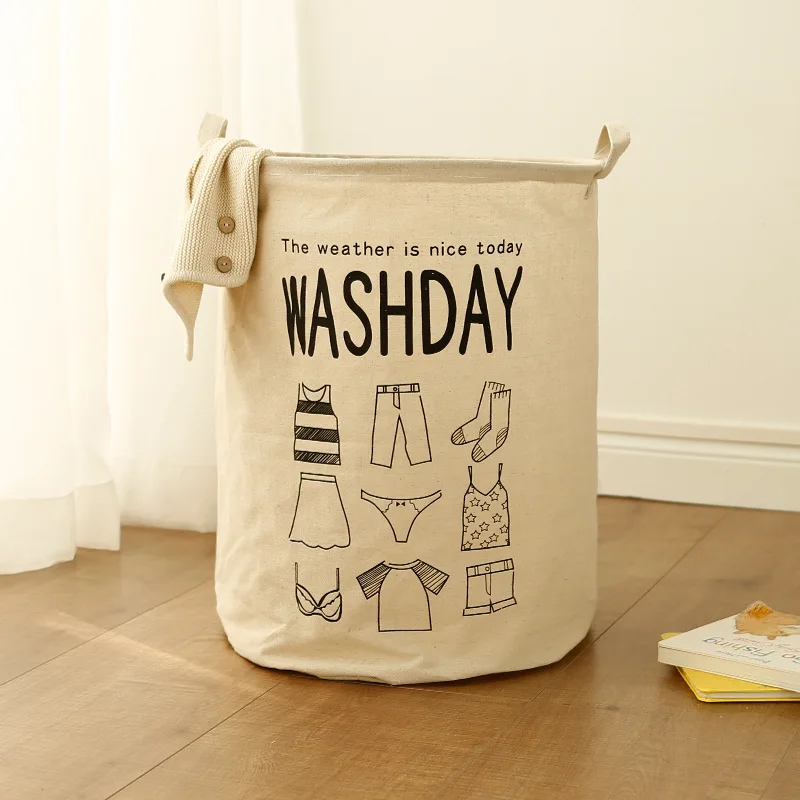 

Nordic cotton linen waterproof laundry basket household storage basket canvas folding laundry basket