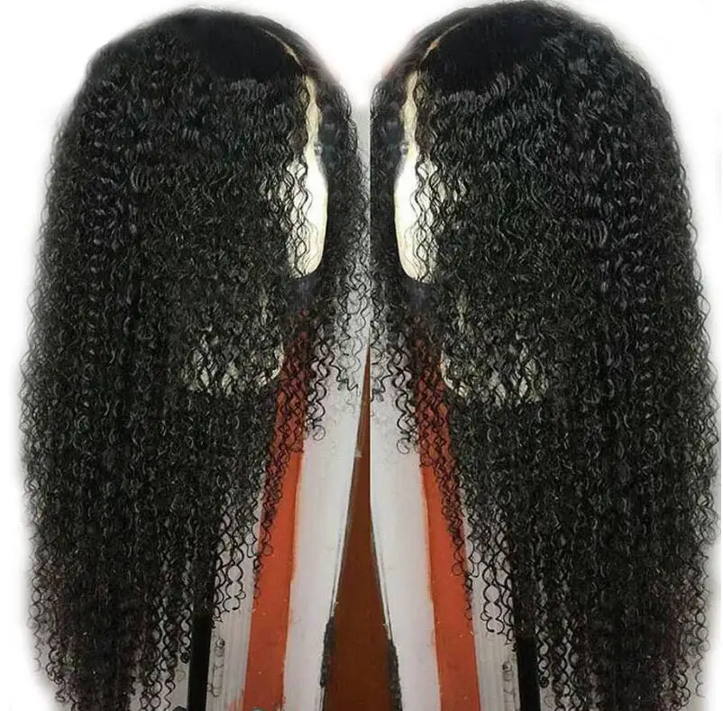 

2020 Long Afro Kinky Curly Long Synthetic Wigs Heat Resistant Fiber Full Hair Wigs for Black Women, Natural color