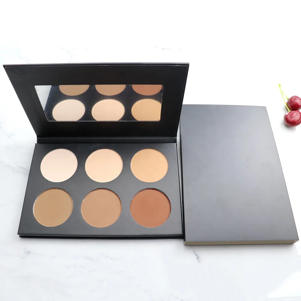 

High Quality Custom 6 Colors Foundation Face Pressed Powder Makeup Cosmetics Private Label Waterproof Pressed Powder Palette