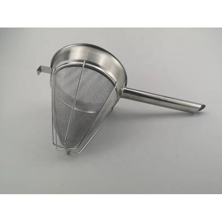 

8 inch commercial colander fine mesh filter stainless steel chinois mesh strainer strengthening rib strainer restaurant filter