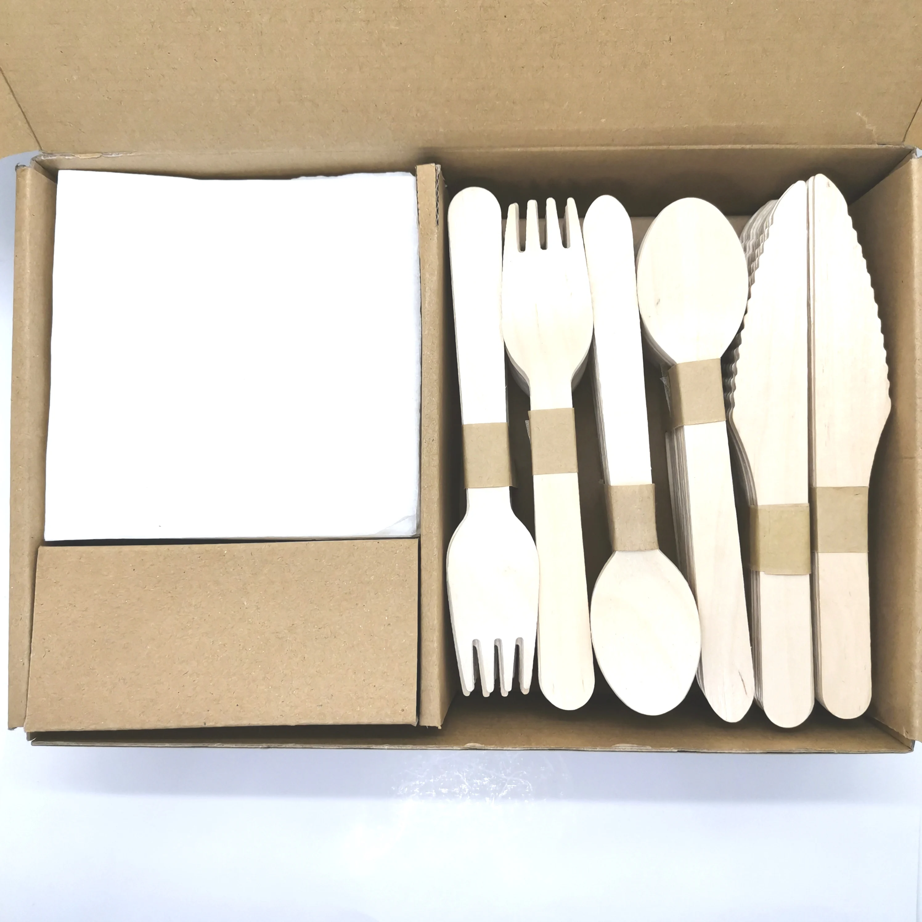 

wholesale tray box series set manufacturer bamboo disposable wooden cutlery, Natural