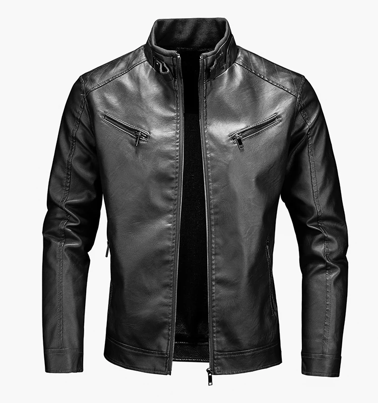 

Custom leather biker jacket pu leather jackets mens motorcycle leather jacket for men