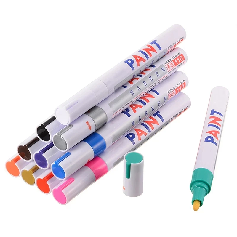 

12 Colors Waterproof Rubber Permanent Paint Marker Pen Car Tyre Tread Environmental Tire Painting Pen