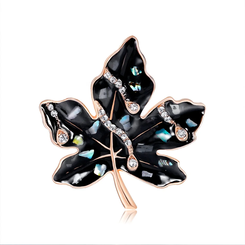 

Korean Version High-grade Maple Leaf Brooch Retro Alloy Diamond-studded Oil Drop Shell Brooch, Picture shows