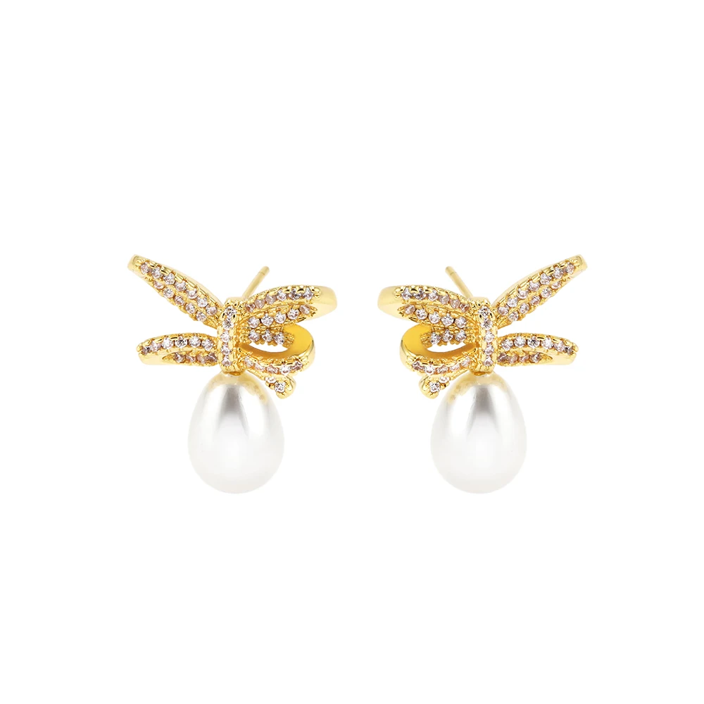 

Wholesale women gold jewelry vintage baroque pearl stud earrings jewellery