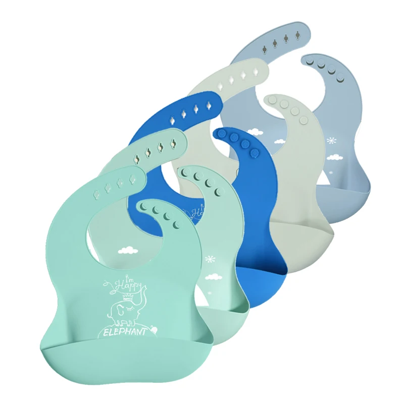 

2021 Wholesale Food Grade Logo Custom High Quality Waterproof Silicone Baby Bib, Blue/green/pink/red/sky blue/rose pink/brown/black or customized