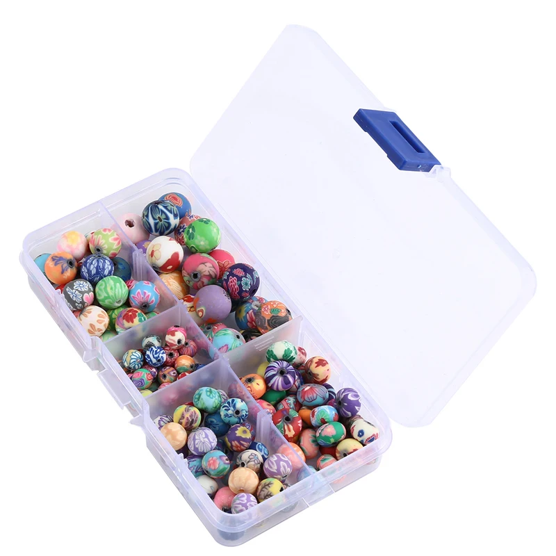 

Mixed Handmade Soft Ceramic Round Beads Flat Loose Beads Boxed DIY Beads Jewelry