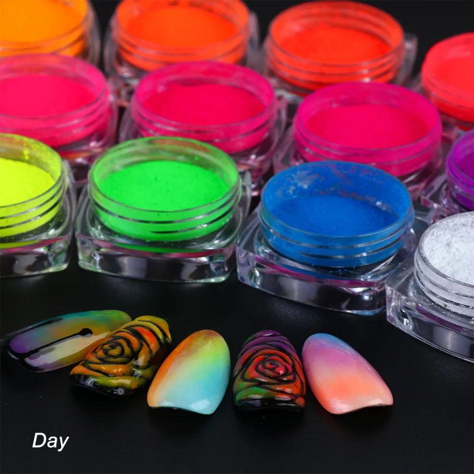 

1 Box Neon Pigment Powder Nail Fluorescence Gradient Glitter Summer Shinny Dust Ombre DIY Nail Art Decor Manicure