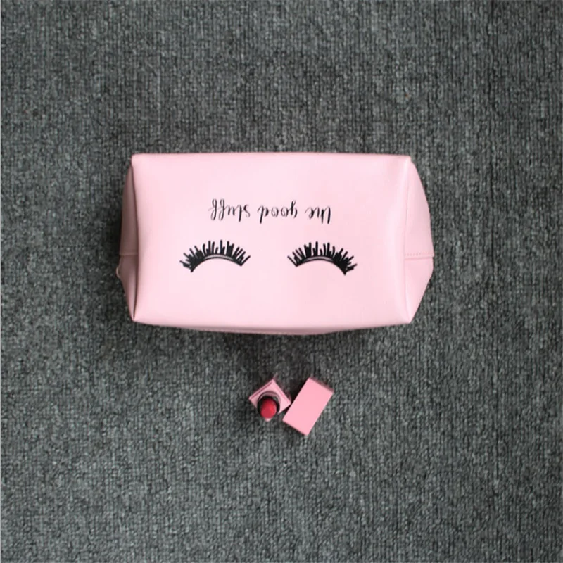 

Pink Handbag kawaii Eyelashes Cosmetic Bag PU Makeup Pouch Beauty Case Vanity Make Up Bag For Women Travel Organizer Kit etui, Four color