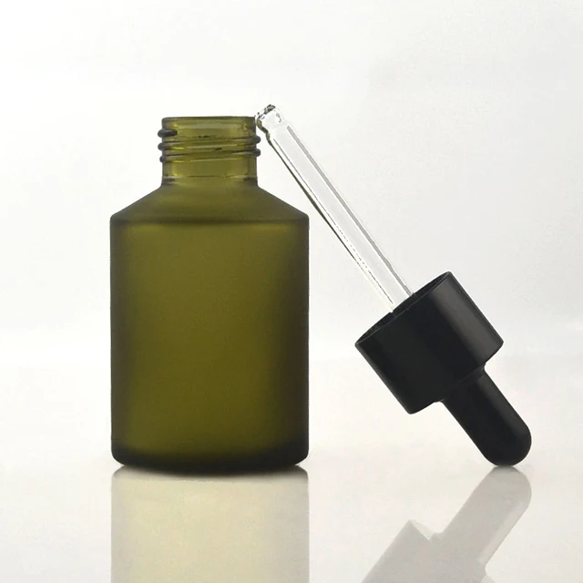 

Fuyun Skin Care Packaging 60ml Matt Green Frosted Essential Oil Dropper Glass Bottles