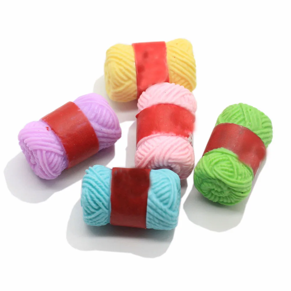 Colorful Simulation Cotton Knitting Dollhouse Cashmere Yarn Wool Thread Rolls for Miniature Fairy Garden Accessories Earring