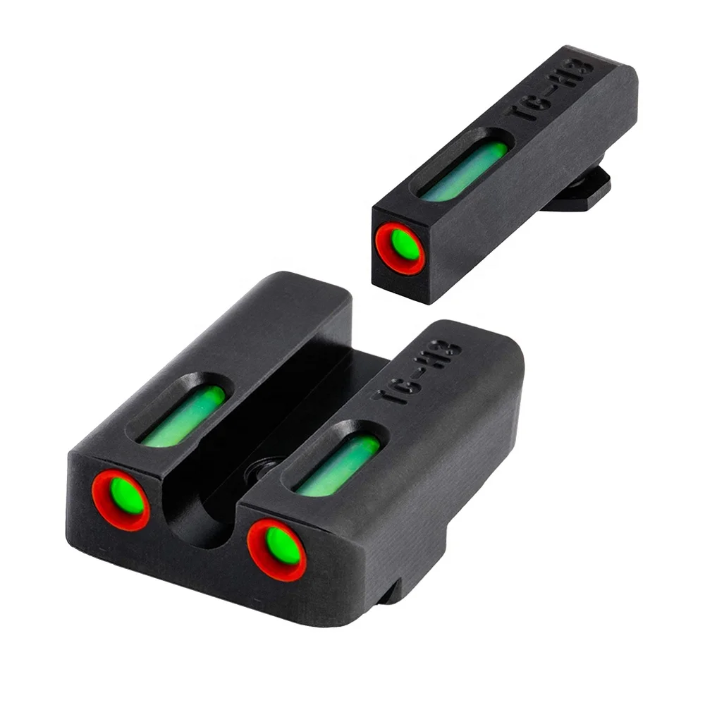 

Red Green Fiber Optic Sight Front & Rear Front with Combat Rear Sights Focus-lock for Glock 17 19 PISTOL, Black