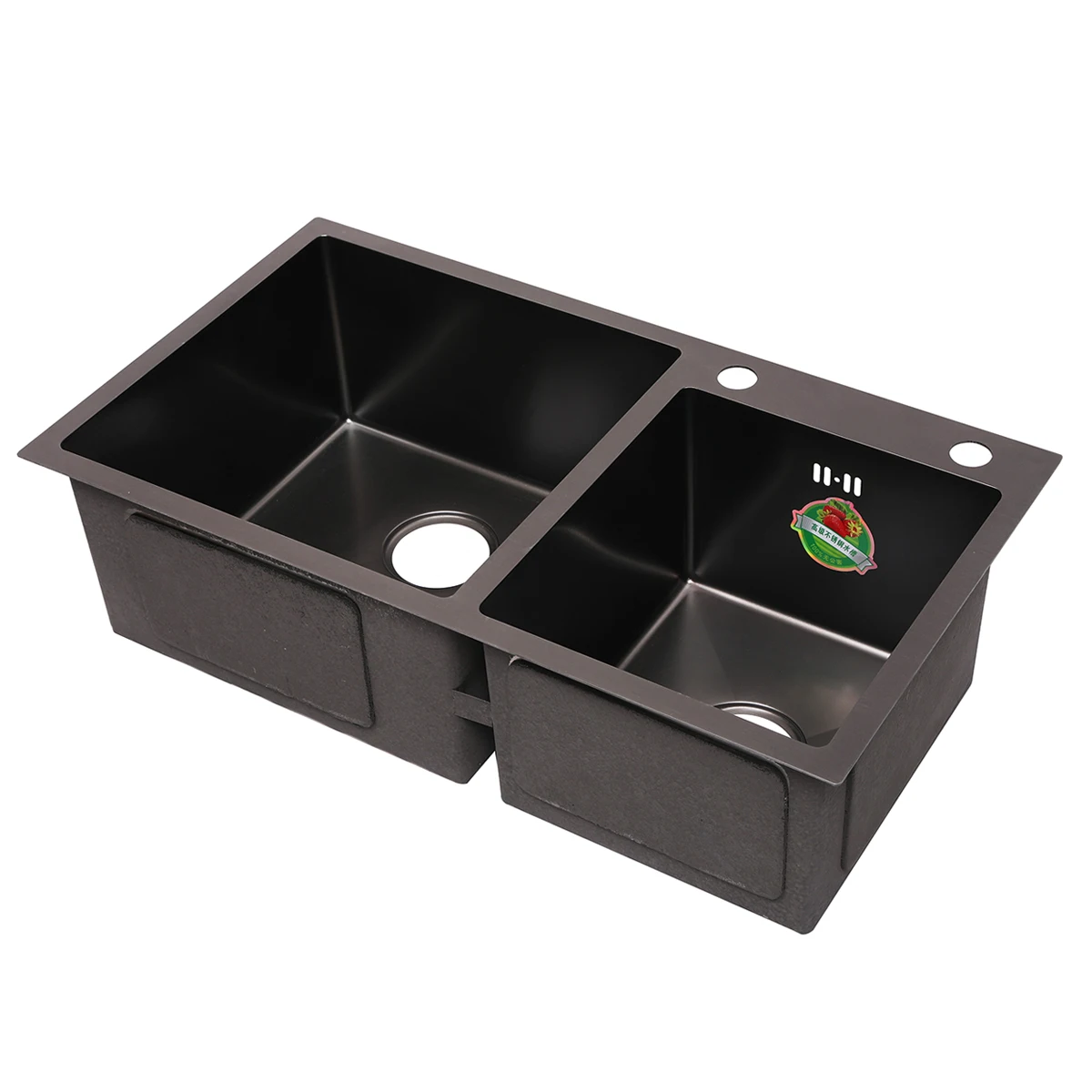 New Double Bowl Kitchen Sink Nanometer Antibacterial Black 304/201Stainless Steel Nano Technology Black Double Sink