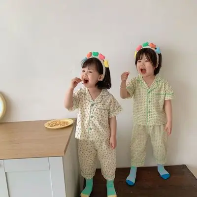 

F30090A hot sale 2 piece short sleeve shorts with cartoon design for children, As picture