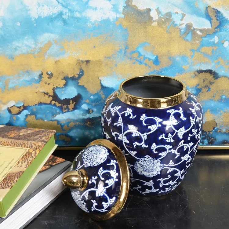 Antique Luxury Wholesale Blue And White Decorative Ceramic Ginger Jars