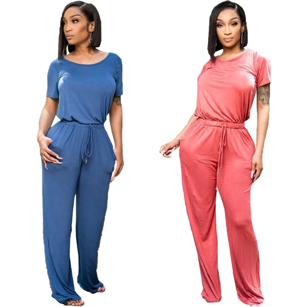 

10711-MX87 solid color plain sport pockets pants women two piece set sehe fashion