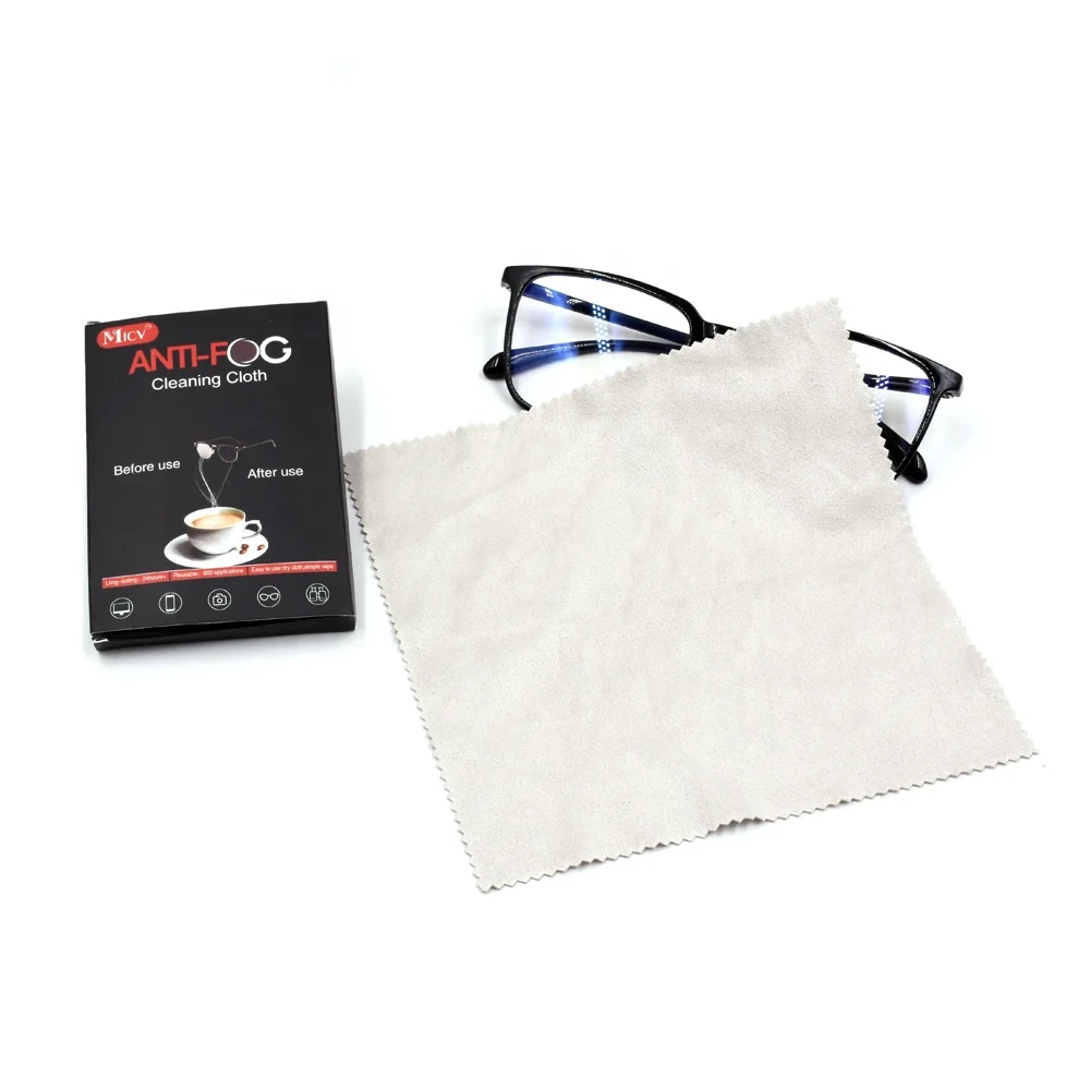 

Custom print anti-fog microfiber suede glasses cleaning cloth anti-fog lens wipe, Grey or customized