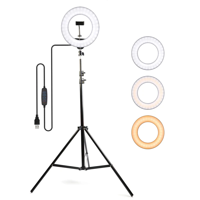 

Cheap price 10 inch selfie ringlight led with 1.6m 2.1m tripod stand best ring light for makeup artist product photography