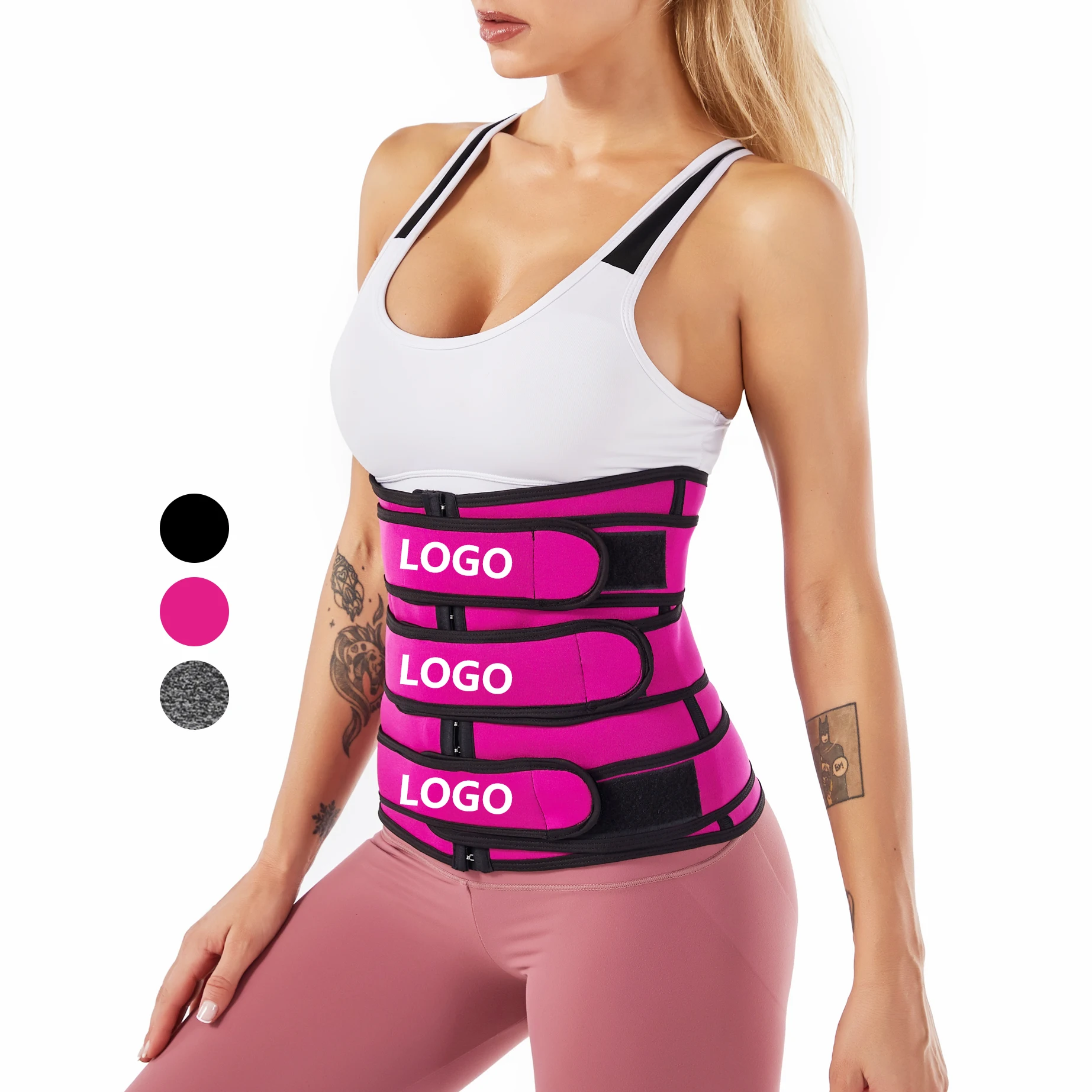

Free Sample Three Breasted Shaper Custom Women Plus Size Latex Waist Trainer