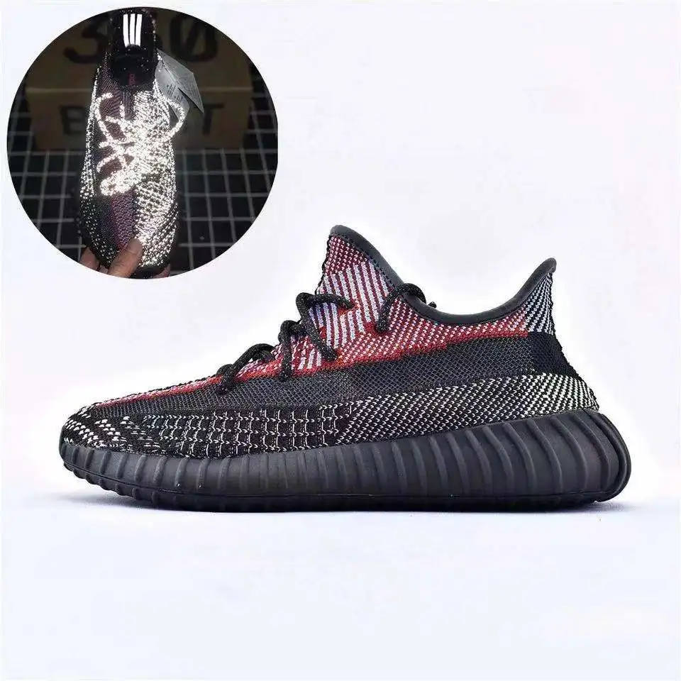 

2021 black red zapatos deportivos high quality reflective fakees yeezy 350 v2 sport sneaker trainers running shoes with logo