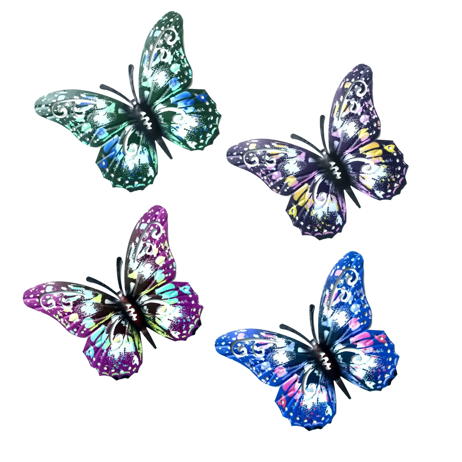 

Set of 4 Iron Metal Butterfly Wall Decoration Home Wall Art Butterfly Ornaments Metal Art