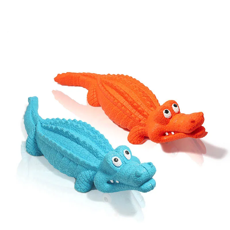 

New Dog Toy Squeak Bite Resistant Crocodile Rubber Chew Dog Interactive Toy Tough Dog Toys for Aggressive Chewers