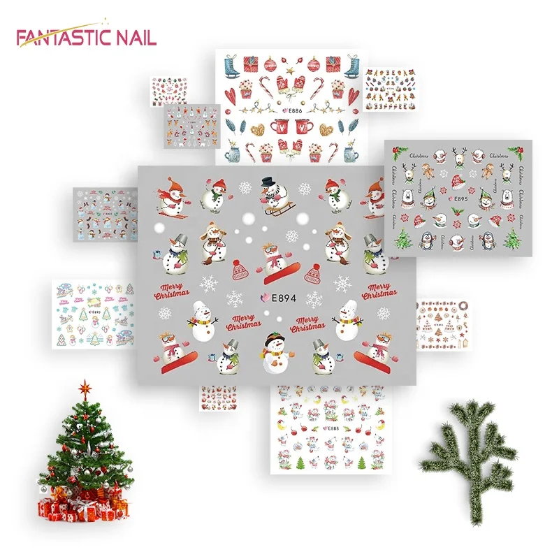 

2021 Professional Christmas Decorating Nail Art Sticker for Girls Christmas Nail Decal Sticker Nail Art