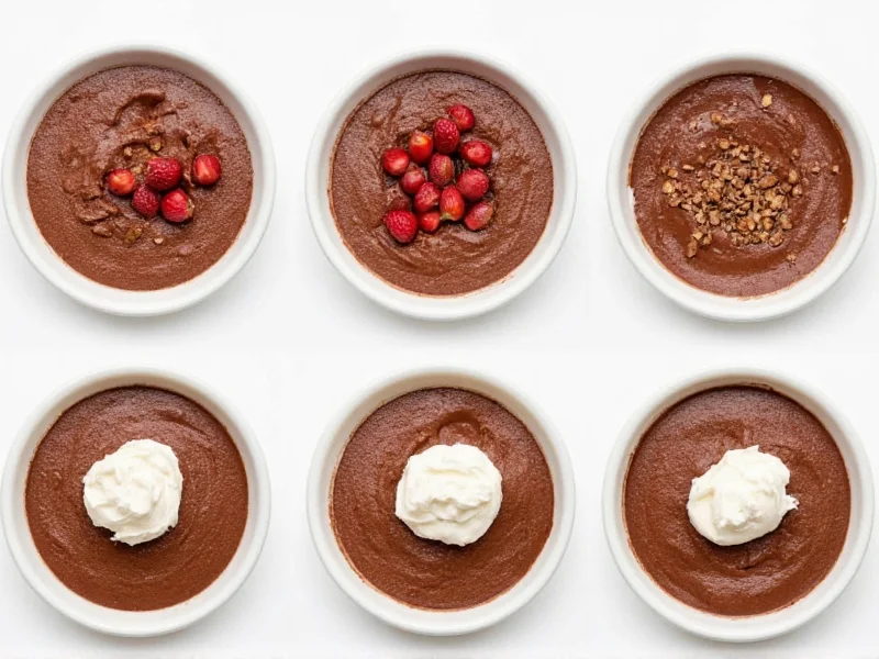 Chocolate pudding variations in serving dishes