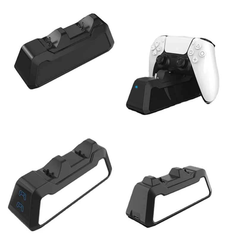 

New fast double seat charging dock charging stand charger base station for PS5 controller, Black