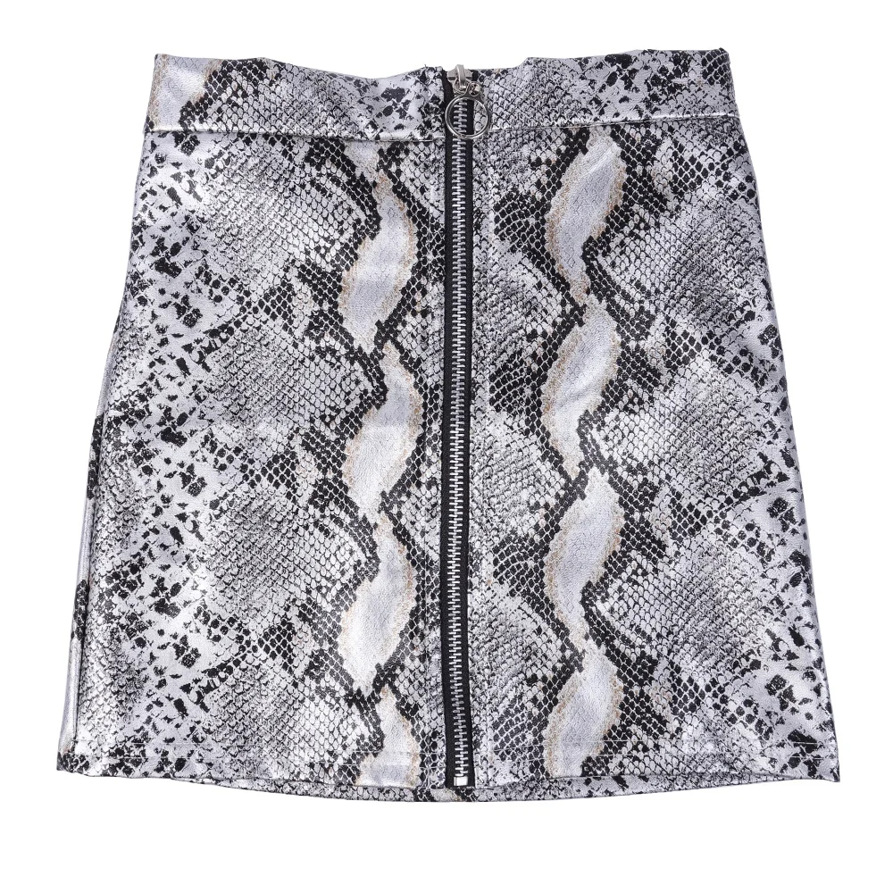 Yiwu Manufacturer Small MOQ Wholesale Kids Snake Print PU Leather Zipper Skirt Mini Skirt for girls