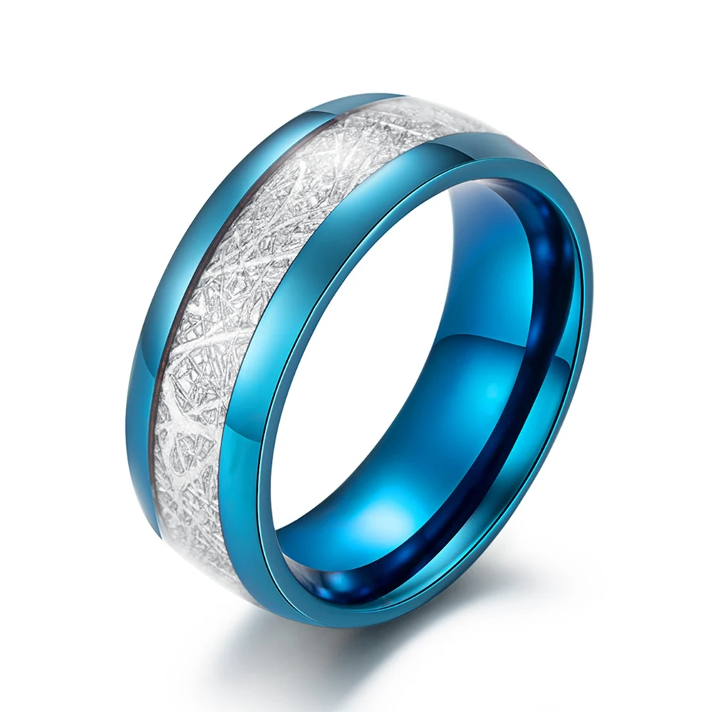 

8mm blue stainless steel Tungsten Ring CoreEngagement Stainless Steel Class Rings, Black/blue/silver/custom