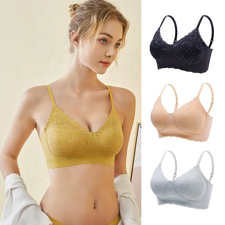 

One Piece Lace Comfortable Latex Seamless Padded Wireless Women Bra, 6 colors