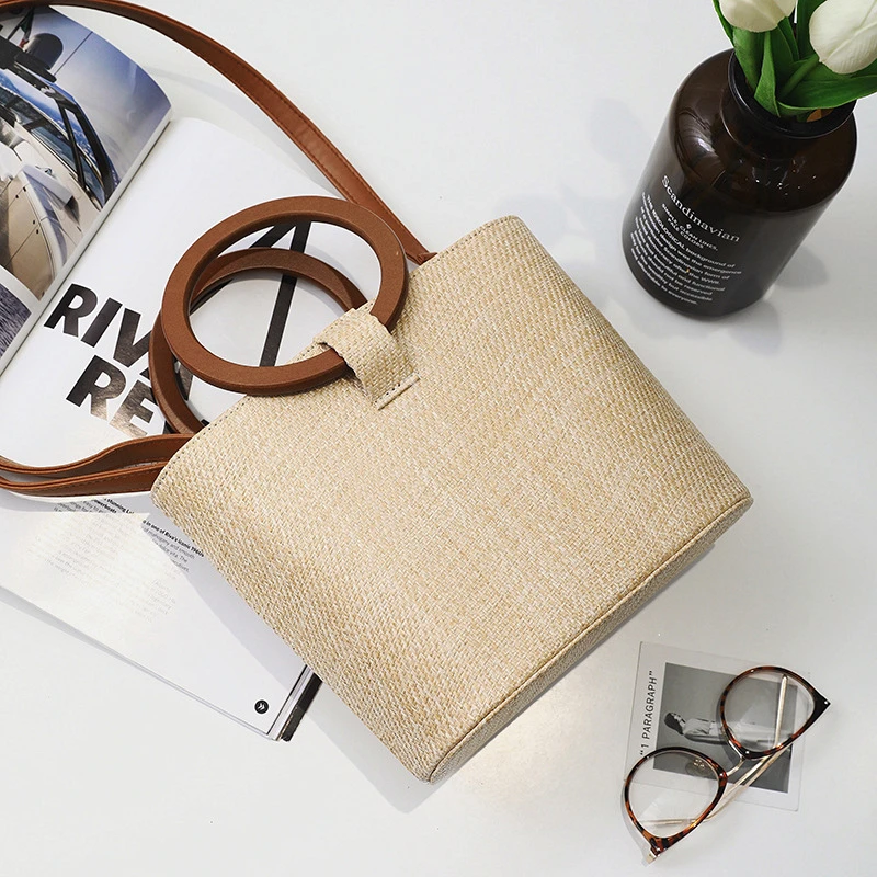 

2021 Wholesale Ladies Fashion Handbag Straw Material Tote Bag