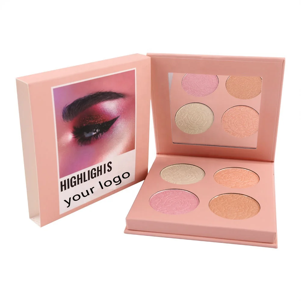 

Wholesale Private label 4 Colors Face Shining Highlighter Blush Long Lasting Cheek Contour Rouge Flower Petals Rose Blush