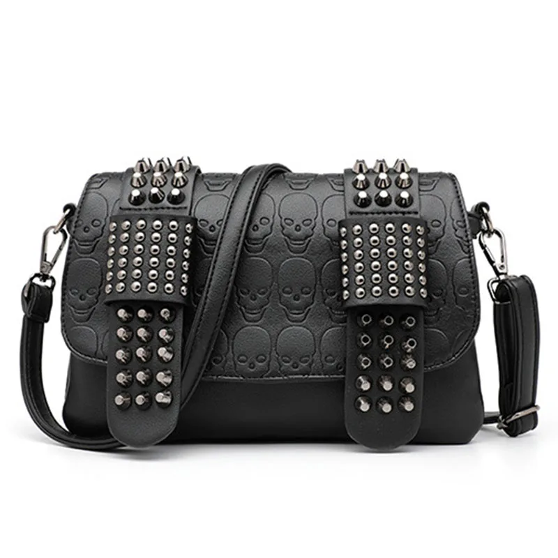 

European And American Hot-selling Metal Rivet Shoulder Bag Ladies Diagonal Bag Creative Personality Domineering Skull Handbag