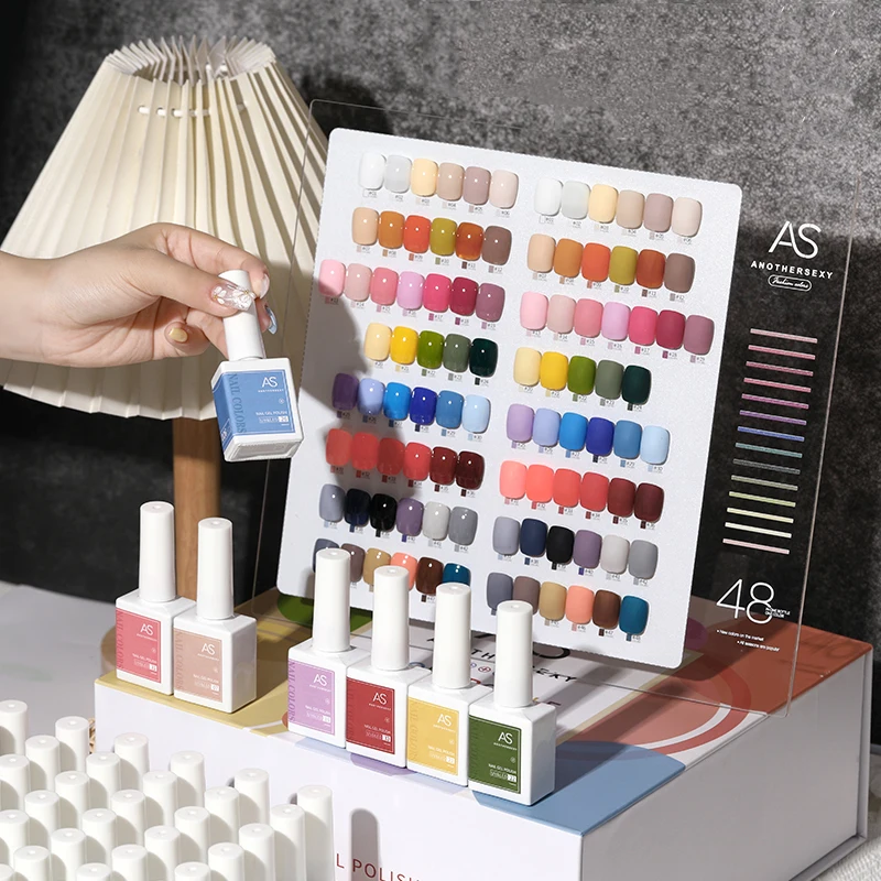 

AS Gel Polish Private Label 48 Colors Gift Nail Art Set Colour Vernis Semi Permanent Uv Gel Polish Kit With Chart