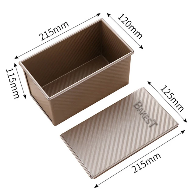 

Bakest Non-stick Bakeware Heavy Duty Carbon Steel Corrugated Pullman Loaf Bread Pan Bread Toast Box Mold with Cover