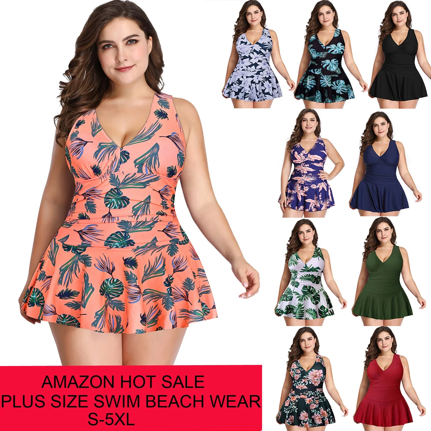 

2021High Quality Plus Size Waterproof Breathable Women Swimwear, As showed