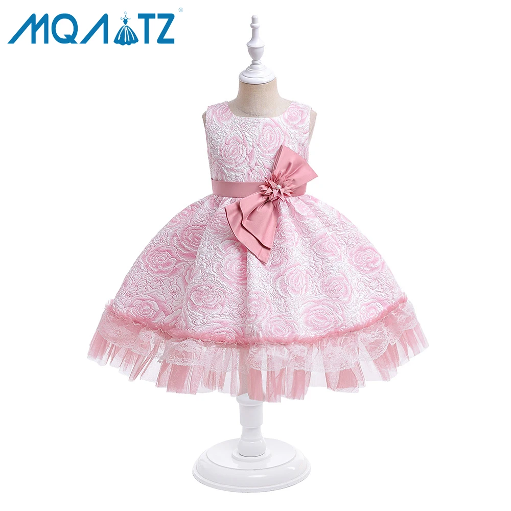 

MQATZ Popular Flower Girls Dresses Kids Frocks Children Dress Little Bride Dress Princess Style Jacquard Fabric