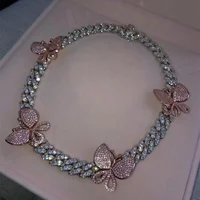 

2020 trendy cuban chain link women hip hop jewelry butterfly necklace