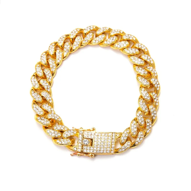 
Daily Life Alloy 18K Golden Link Chain Cuban Clasp Crystal Cuban Link Anklet Foot Jewelry  (1600102785174)