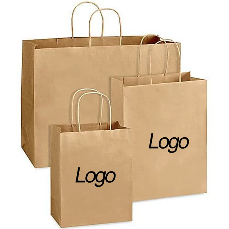 

Custom Printed Your Own Logo Gift Craft Shopping Jewelry Clothes Paper Bag/Recyclable Fast Food Takeout Kraft Packaging Paperbag