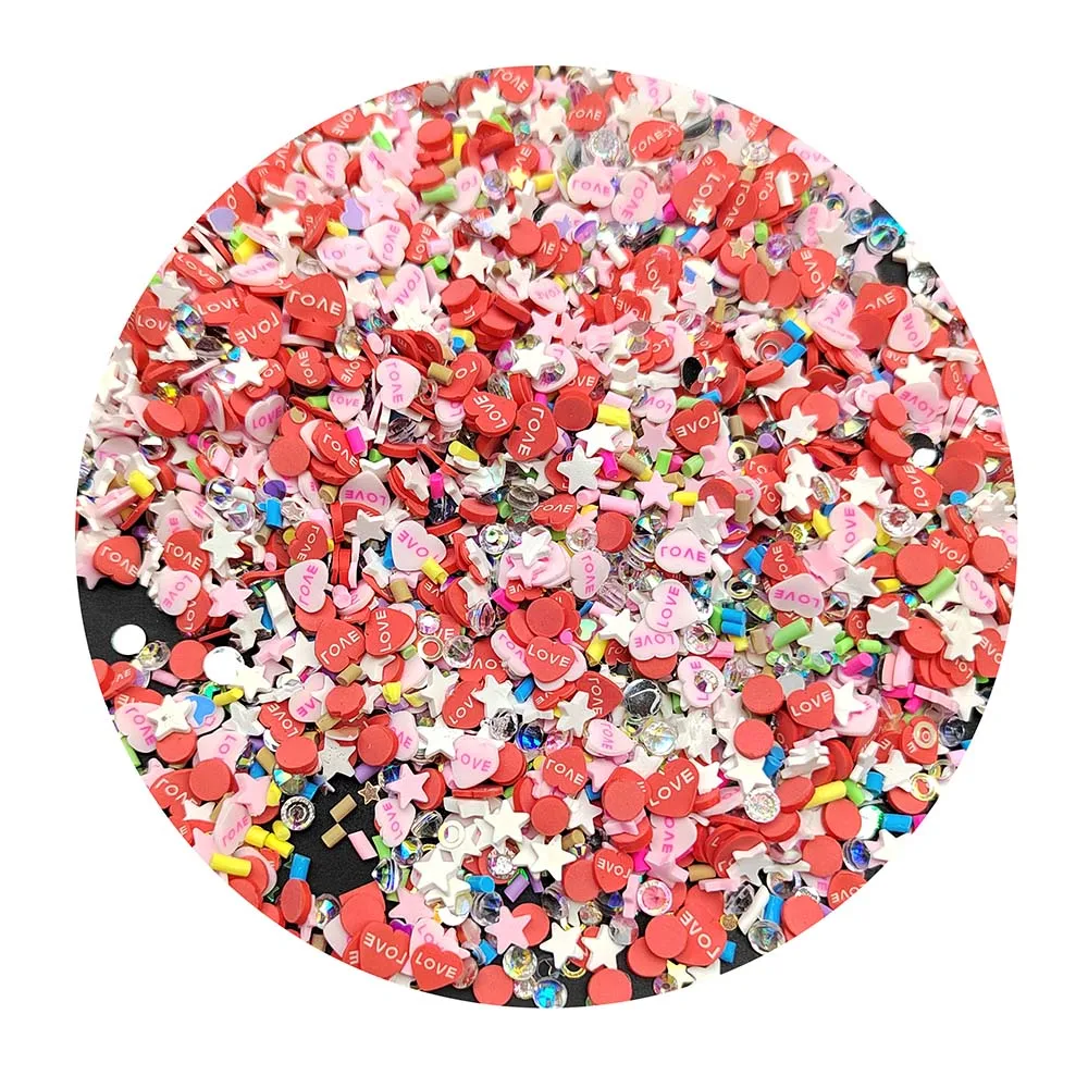 

New 20g/Lot Valentine's Day Series Polymer Clay Sprinkles Love Heart Candy Rhinestones Hot Clay Slice For Nail Art Beauty DIY