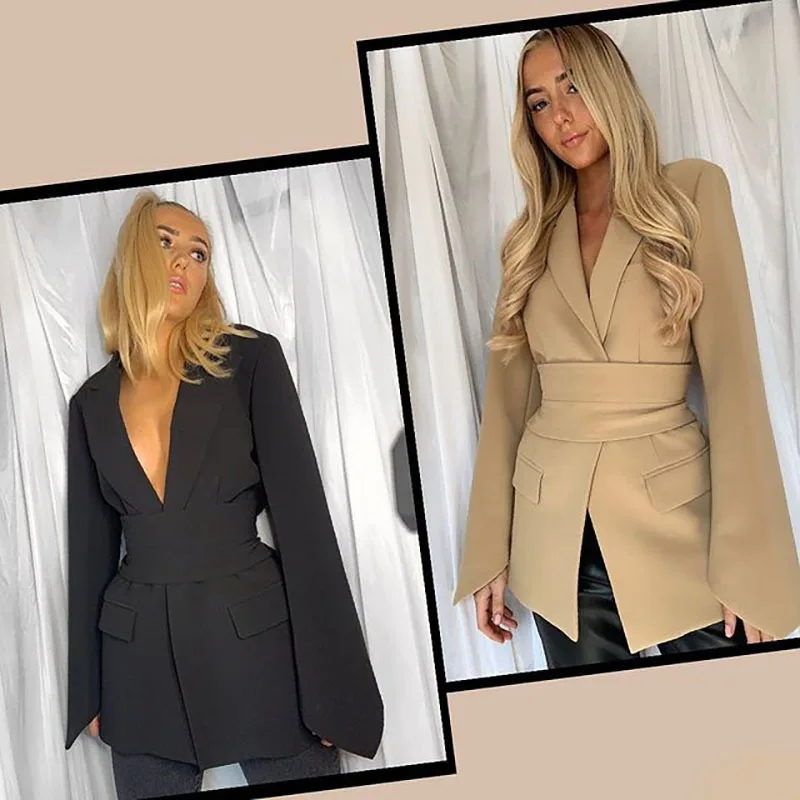 

Hot Selling Elegant Blazers Cardigan Streetwear Suits Female Office Jacket Ladies Women Coat Suit Casual Blazer, Khaki/white/black/gray