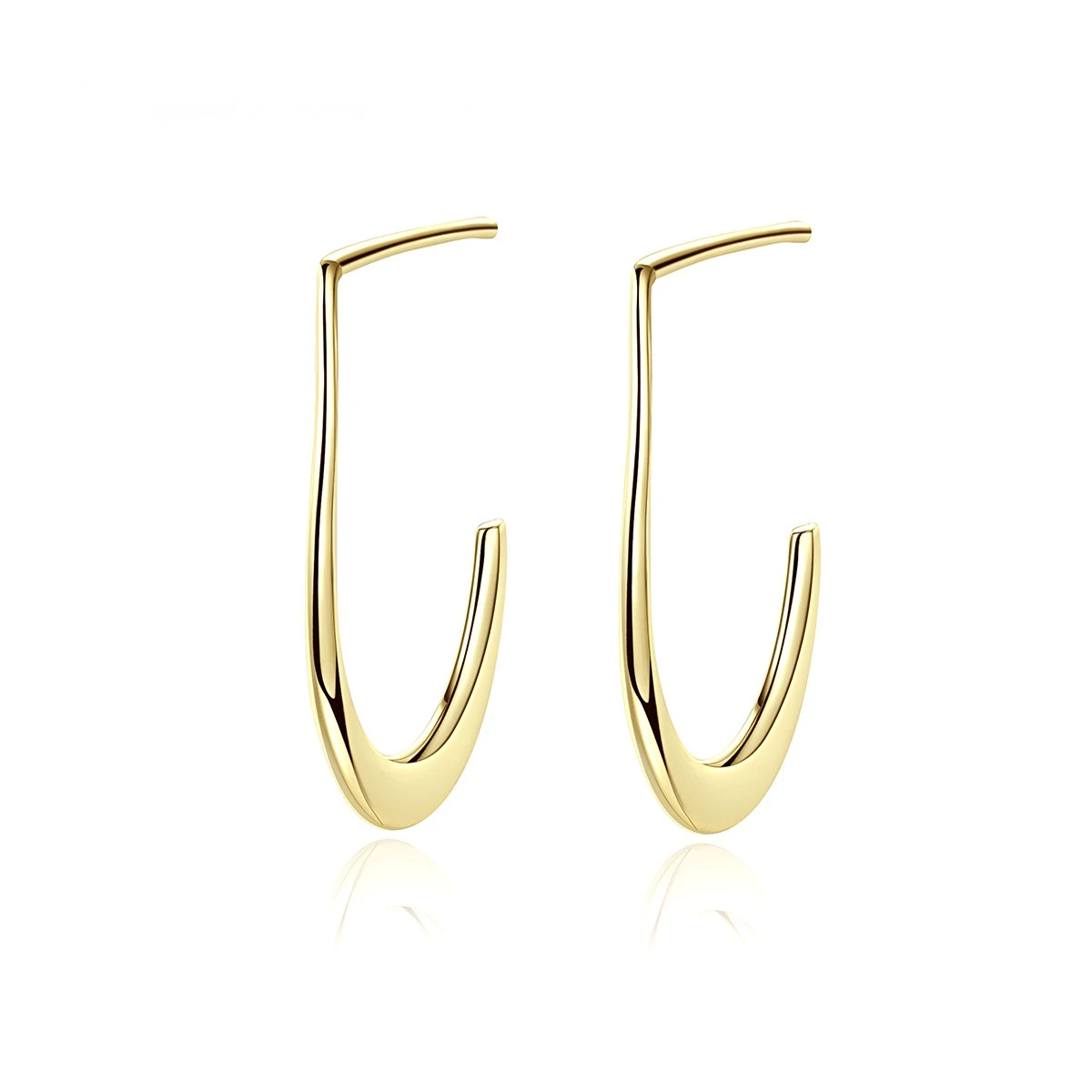 

Fashion 14K Gold plated hoop earrings 925 sterling Silver women trendy statement irregular jewellery, Sliver