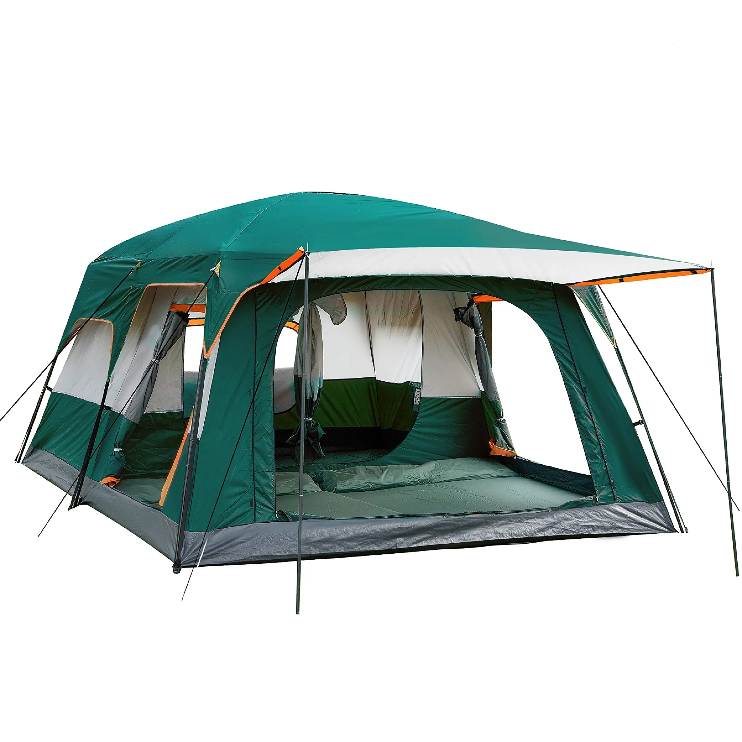 

Two Rooms and One Hall High Quality Outdoor Big Cabin Family Camping Tent, Blackish green, blue,orange, coffee