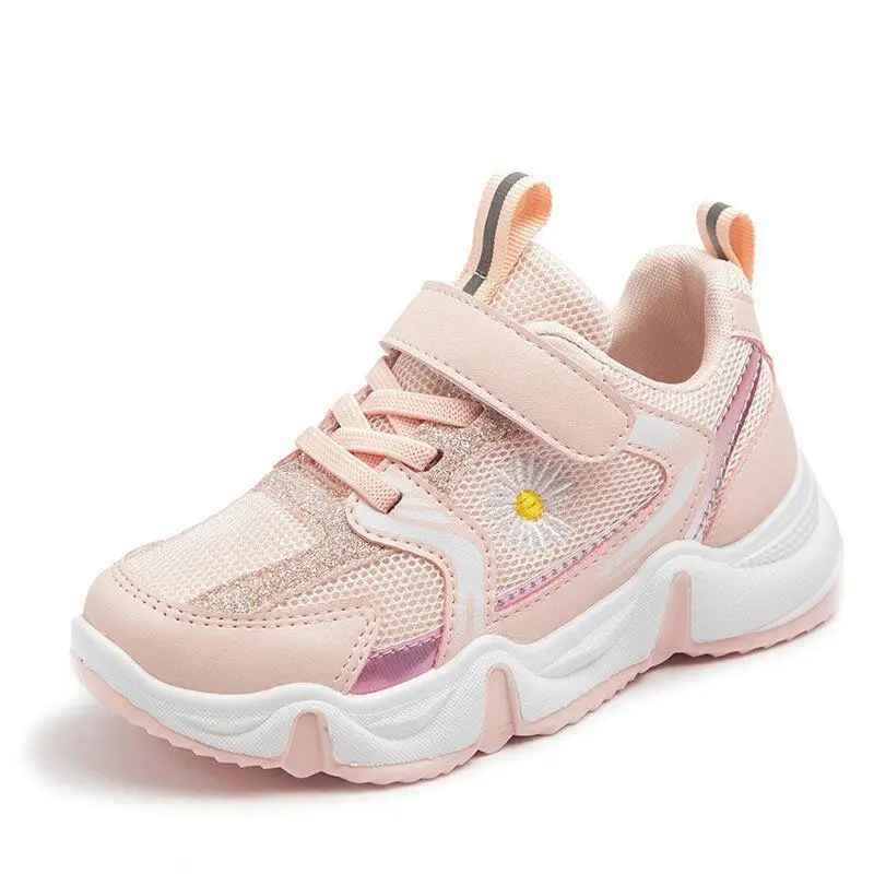 

Hot selling wholesale and retail kids cheap comfortable soft runny sport shoes for girls, White,pink or customized