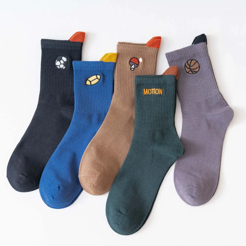 

Ball Letters Cotton Tube Men Custom Embroidered Socks, Socks Embroidery Custom, As pictures shown or customized