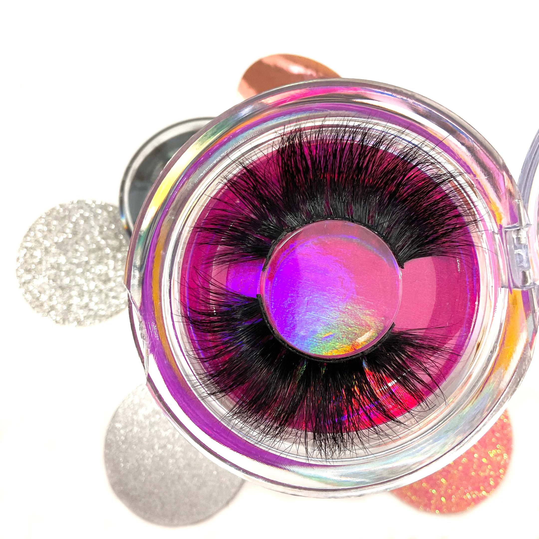 

Eyelash 100% mink lashes Packaging Custom Private Label Fluffy Wispy 3D 25mm Mink Eyelashes Vendor Wholesale, Black